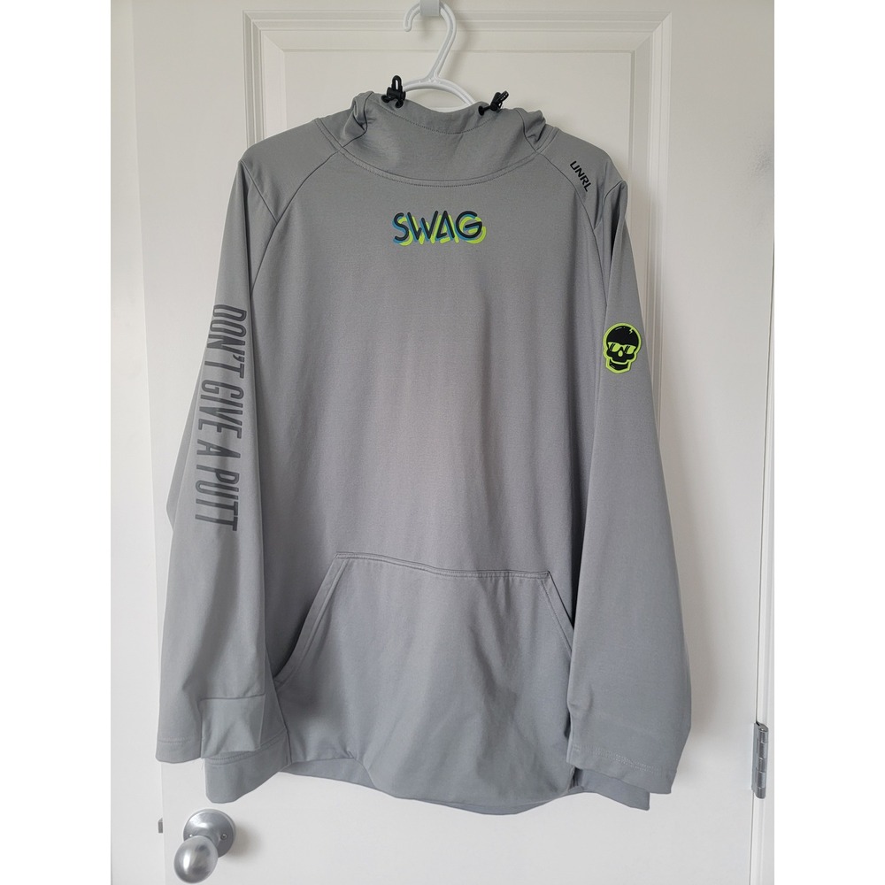 UNRL Swag Golf Hoodie Men XL Gray Dont Give A Putt Performance Pullover Sweater